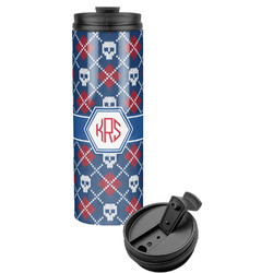 Knitted Argyle & Skulls Stainless Steel Skinny Tumbler (Personalized)