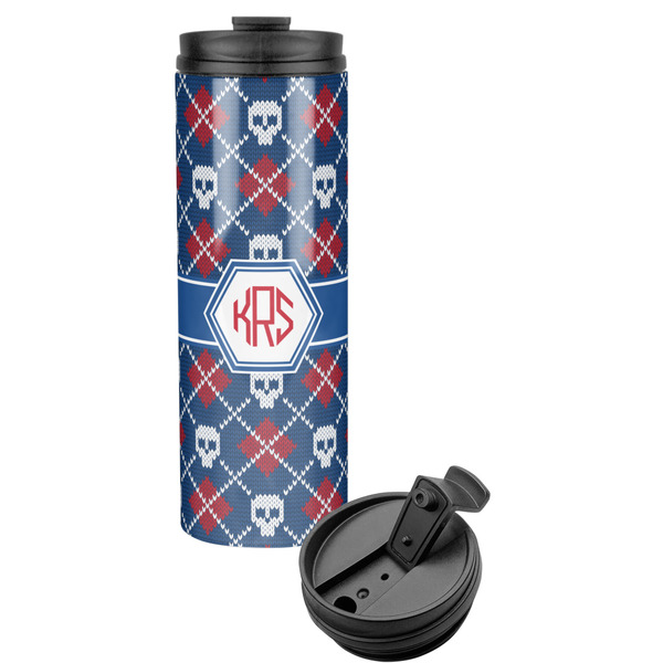 Custom Knitted Argyle & Skulls Stainless Steel Skinny Tumbler (Personalized)