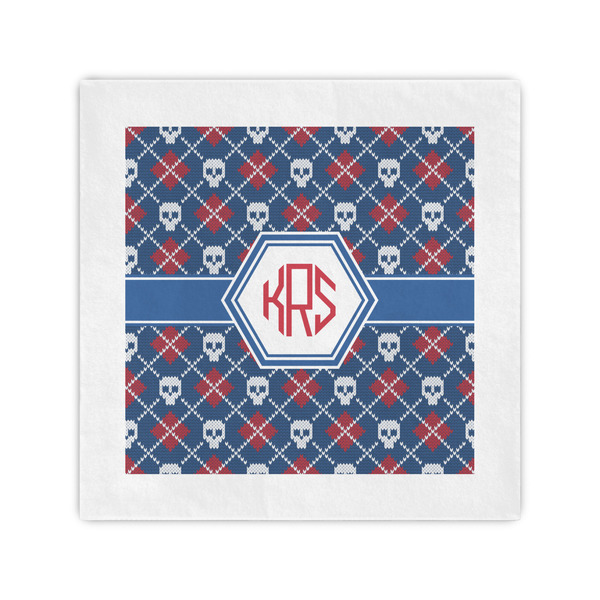 Custom Knitted Argyle & Skulls Cocktail Napkins (Personalized)