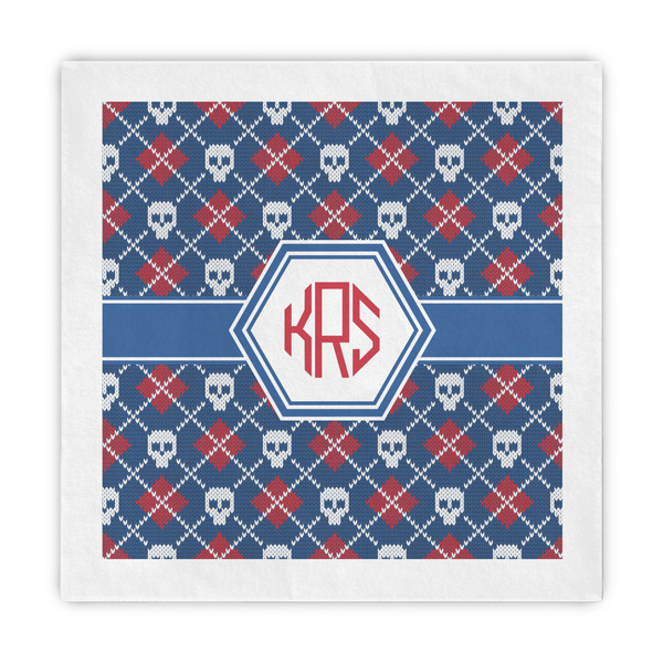 Custom Knitted Argyle & Skulls Standard Decorative Napkins (Personalized)