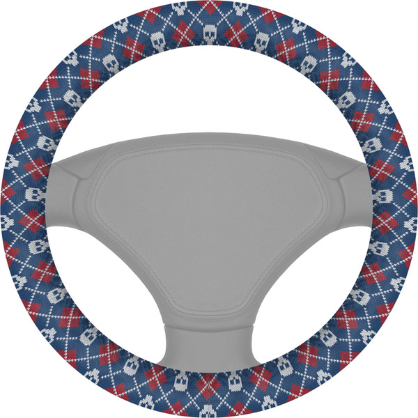 Custom Knitted Argyle & Skulls Steering Wheel Cover