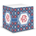 Knitted Argyle & Skulls Sticky Note Cube (Personalized)