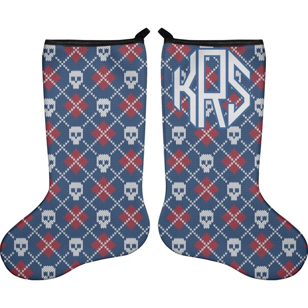 Knitted Argyle & Skulls Stocking - Double-Sided - Approval