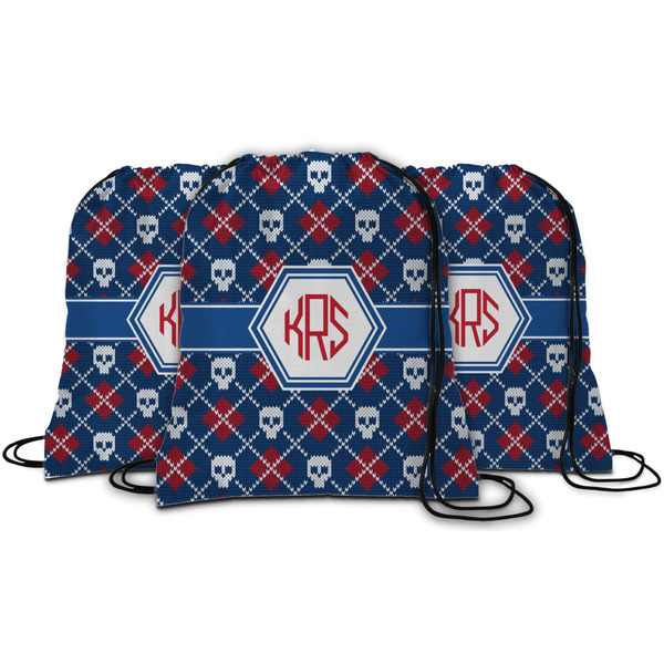 Knitted Argyle & Skulls String Backpack - MAIN