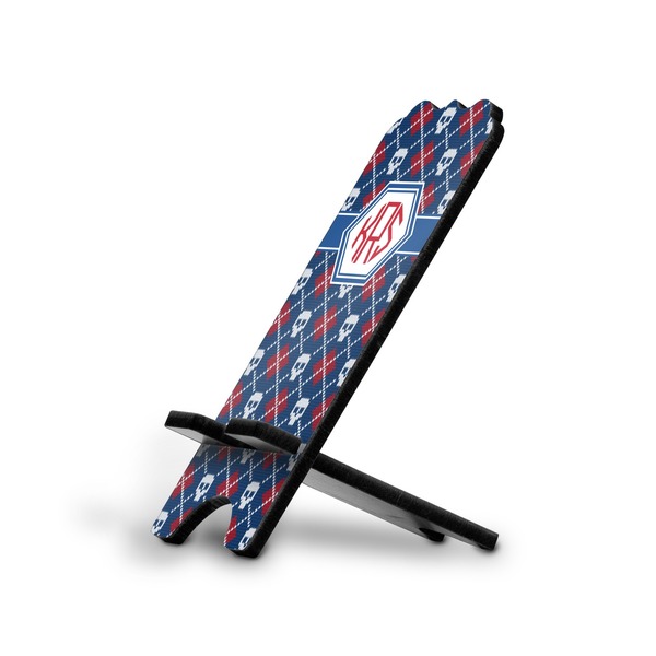 Custom Knitted Argyle & Skulls Stylized Cell Phone Stand - Small w/ Monograms