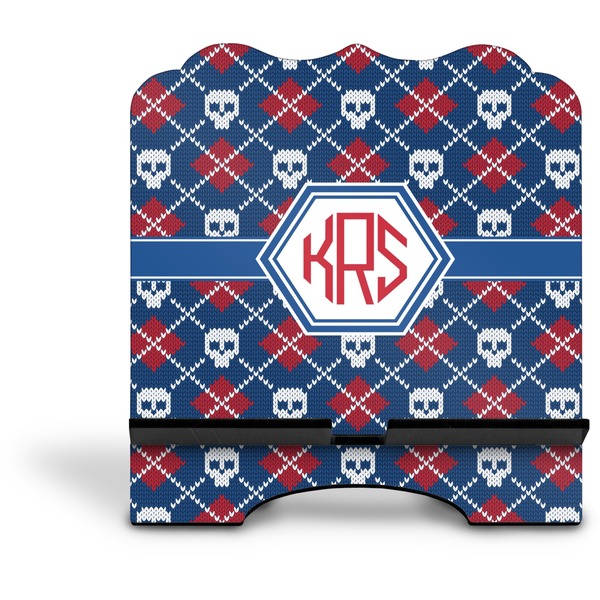 Knitted Argyle & Skulls Stylized Tablet Stand - Front without iPad