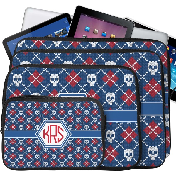 Knitted Argyle & Skulls Tablet & Laptop Case Sizes