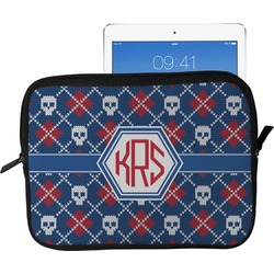 Knitted Argyle & Skulls Tablet Case / Sleeve - Large (Personalized)