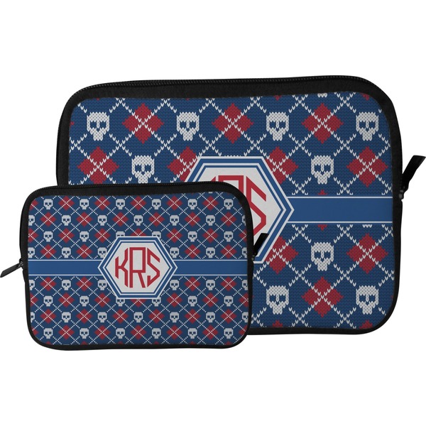 Knitted Argyle & Skulls Tablet Sleeve (Size Comparison)