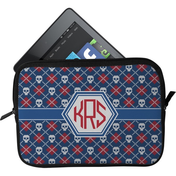 Custom Knitted Argyle & Skulls Tablet Case / Sleeve - Small (Personalized)