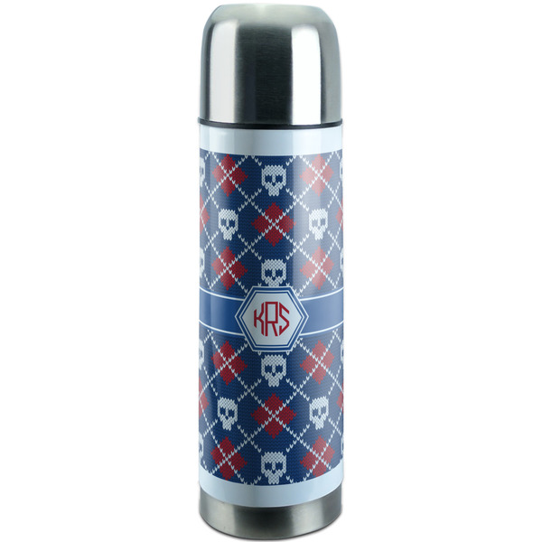 Custom Knitted Argyle & Skulls Stainless Steel Thermos (Personalized)