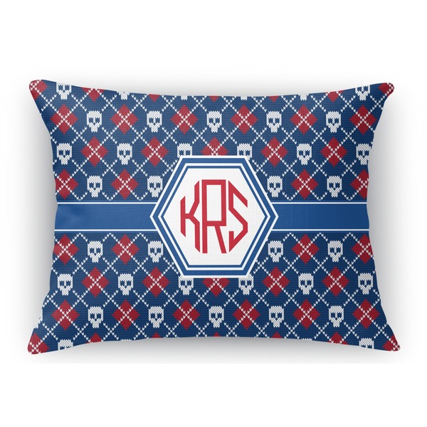 Custom Knitted Argyle & Skulls Rectangular Throw Pillow Case (Personalized)