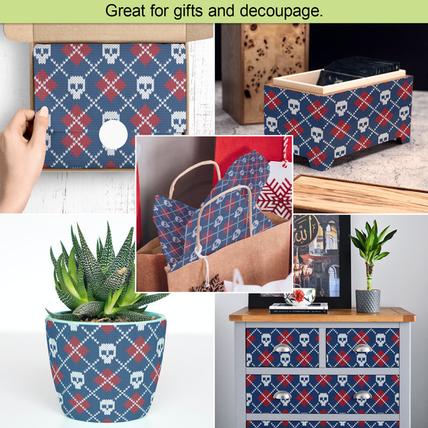 Knitted Argyle & Skulls Tissue Paper - In Use Collage