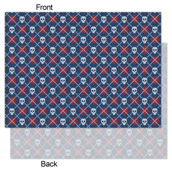 Knitted Argyle & Skulls Tissue Paper - Lightweight - Large - Front & Back
