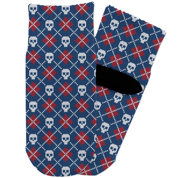 Custom Knitted Argyle & Skulls Toddler Ankle Socks