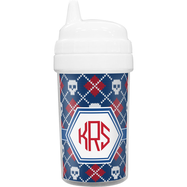 Custom Knitted Argyle & Skulls Sippy Cup (Personalized)