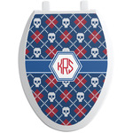 Knitted Argyle & Skulls Toilet Seat Decal - Elongated (Personalized)