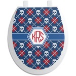 Knitted Argyle & Skulls Toilet Seat Decal (Personalized)
