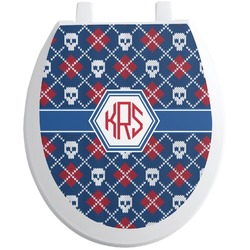 Knitted Argyle & Skulls Toilet Seat Decal (Personalized)
