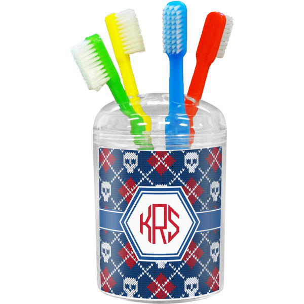 Custom Knitted Argyle & Skulls Toothbrush Holder (Personalized)