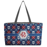 Knitted Argyle & Skulls Beach Totes Bag - w/ Black Handles (Personalized)