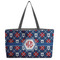 Knitted Argyle & Skulls Tote w/Black Handles - Front View