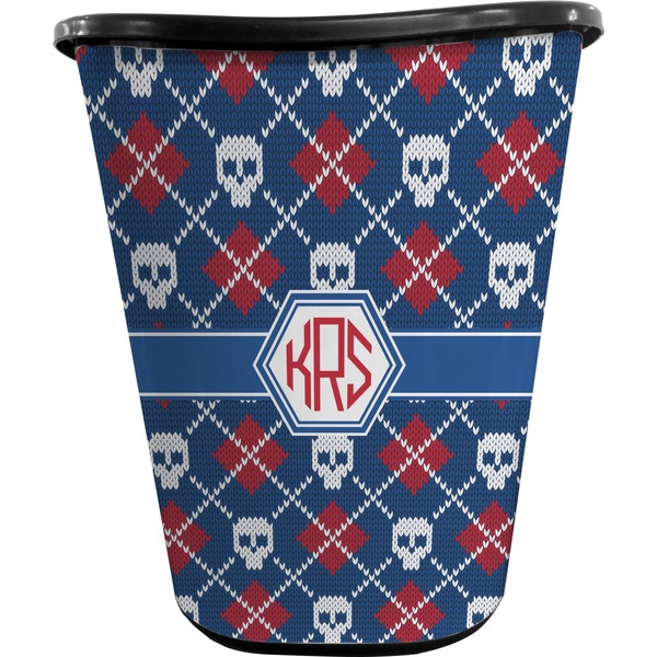 Knitted Argyle & Skulls Custom Waste Basket