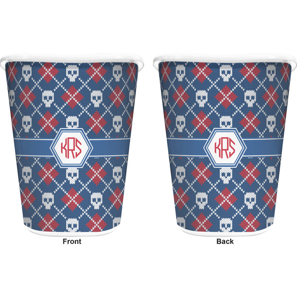 Knitted Argyle & Skulls Trash Can White - Front and Back - Apvl
