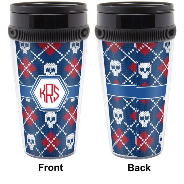 Knitted Argyle & Skulls Travel Mug Approval (Personalized)