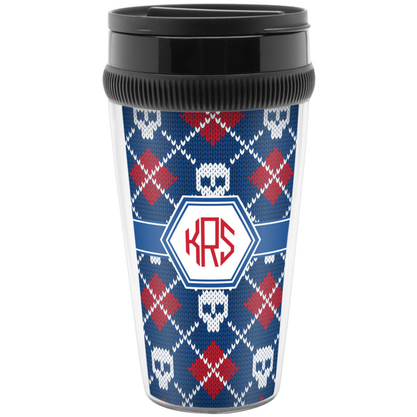 Custom Knitted Argyle & Skulls Acrylic Travel Mug without Handle (Personalized)