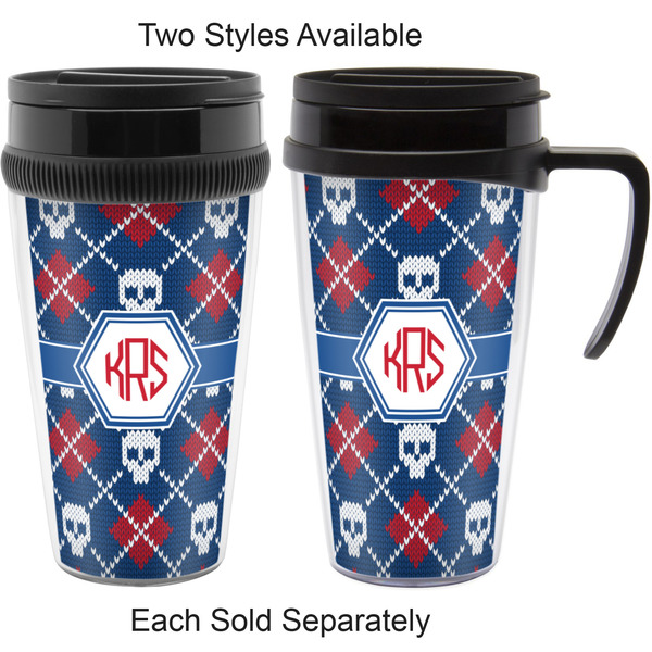 Knitted Argyle & Skulls Travel Mugs - with & without Handle