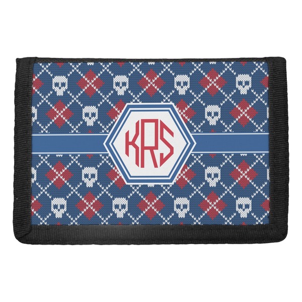 Custom Knitted Argyle & Skulls Trifold Wallet (Personalized)