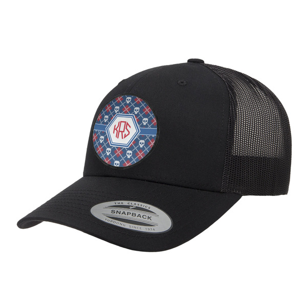 Custom Knitted Argyle & Skulls Trucker Hat - Black (Personalized)