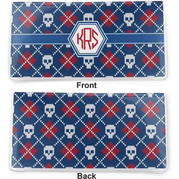 Knitted Argyle & Skulls Vinyl Check Book Cover - Front and Back