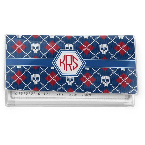 Custom Knitted Argyle & Skulls Vinyl Checkbook Cover (Personalized)