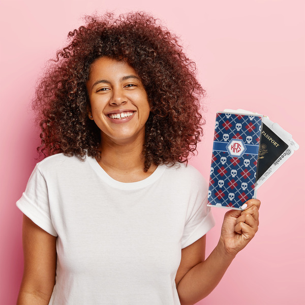 Knitted Argyle & Skulls Vinyl Document Holder - LIFESTYLE