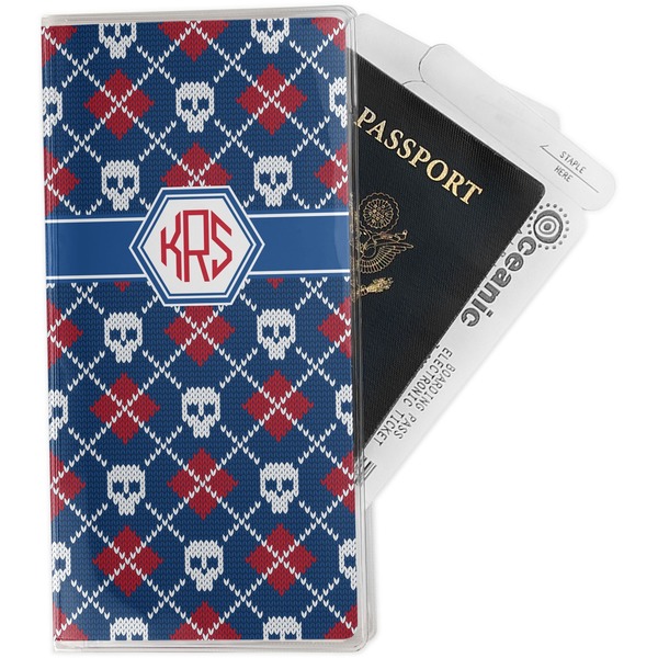 Custom Knitted Argyle & Skulls Travel Document Holder