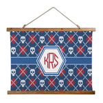 Knitted Argyle & Skulls Wall Hanging Tapestry - Wide (Personalized)