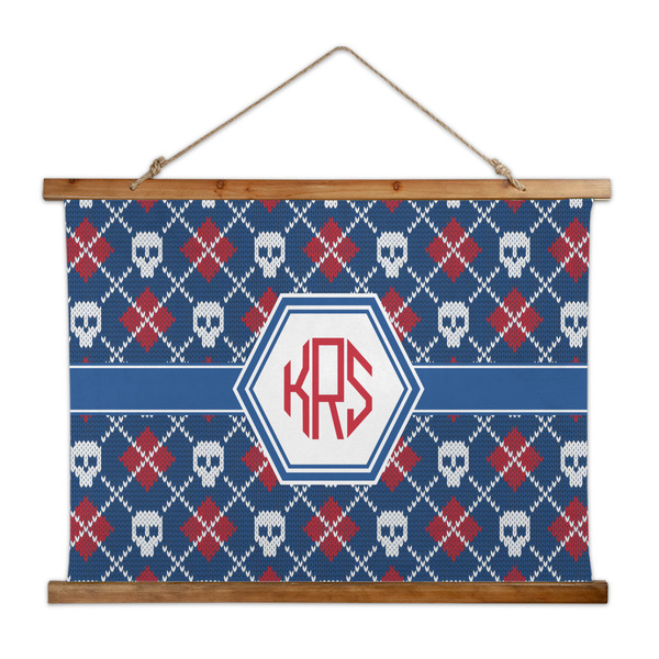 Custom Knitted Argyle & Skulls Wall Hanging Tapestry - Wide (Personalized)