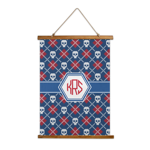 Custom Knitted Argyle & Skulls Wall Hanging Tapestry (Personalized)