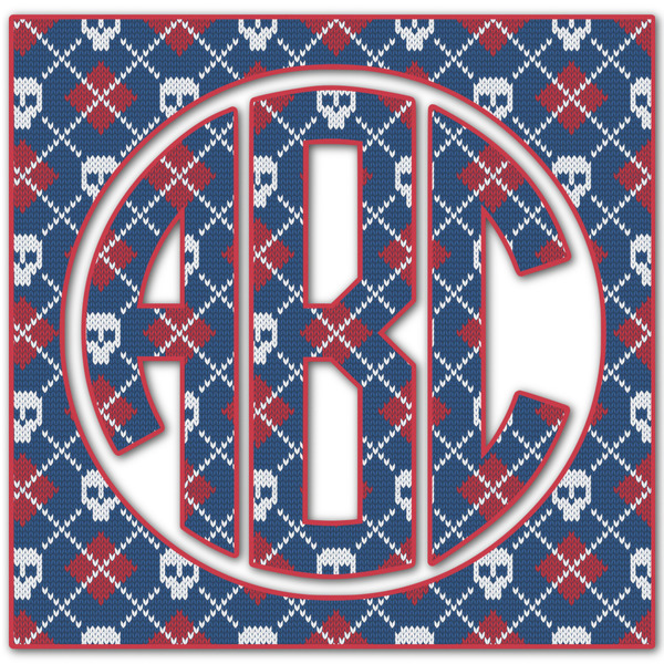 Custom Knitted Argyle & Skulls Monogram Decal - Large (Personalized)