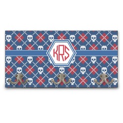 Knitted Argyle & Skulls Wall Mounted Coat Rack (Personalized)