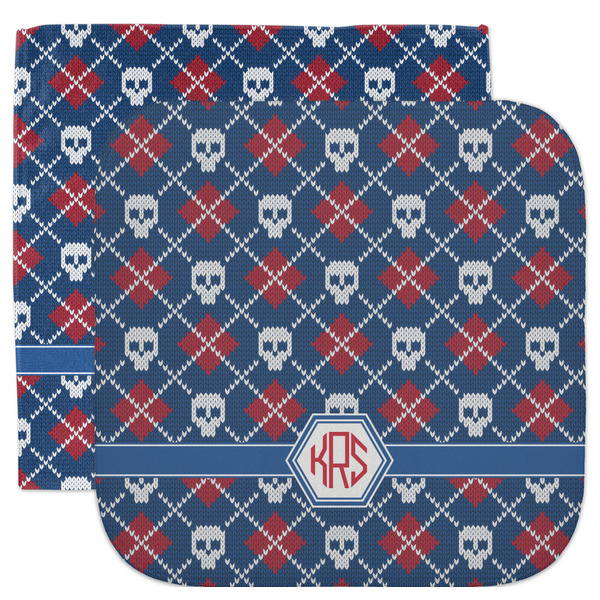 Custom Knitted Argyle & Skulls Facecloth / Wash Cloth (Personalized)
