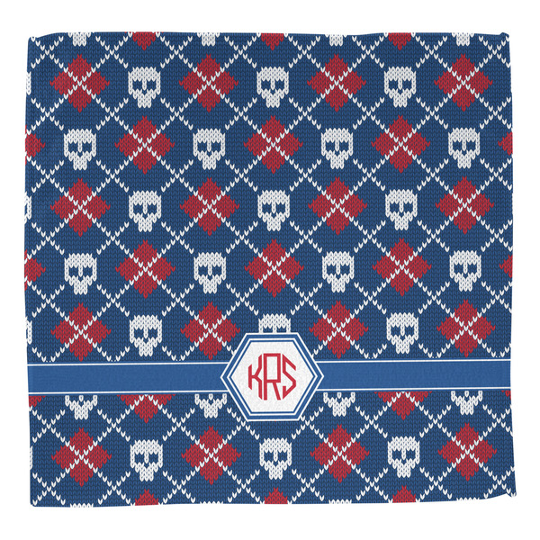 Knitted Argyle & Skulls Washcloth - Front - No Soap
