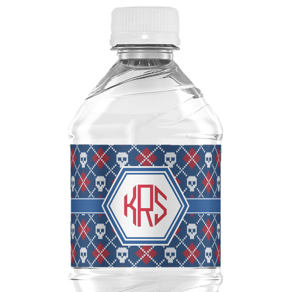 Custom Knitted Argyle & Skulls Water Bottle Labels - Custom Sized (Personalized)