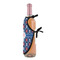 Knitted Argyle & Skulls Wine Bottle Apron - DETAIL WITH CLIP ON NECK