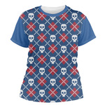 Knitted Argyle & Skulls Women's Crew T-Shirt - Large