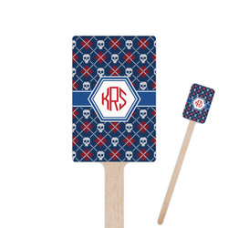 Knitted Argyle & Skulls 6.25" Rectangle Wooden Stir Sticks - Double Sided (Personalized)
