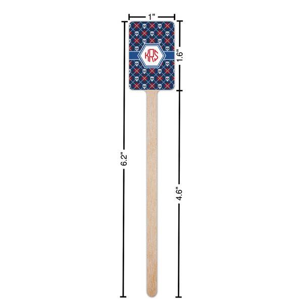 Knitted Argyle & Skulls Wooden 6.25" Stir Stick - Rectangular - Dimensions