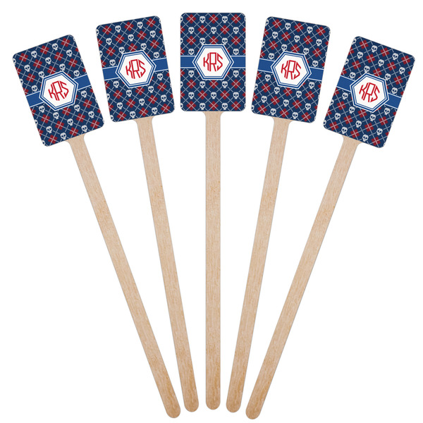Knitted Argyle & Skulls Wooden 6.25" Stir Stick - Rectangular - Fan View